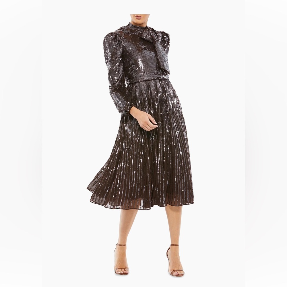 Mac Duggal Dark Chocolate Sequin Midi Skirt
